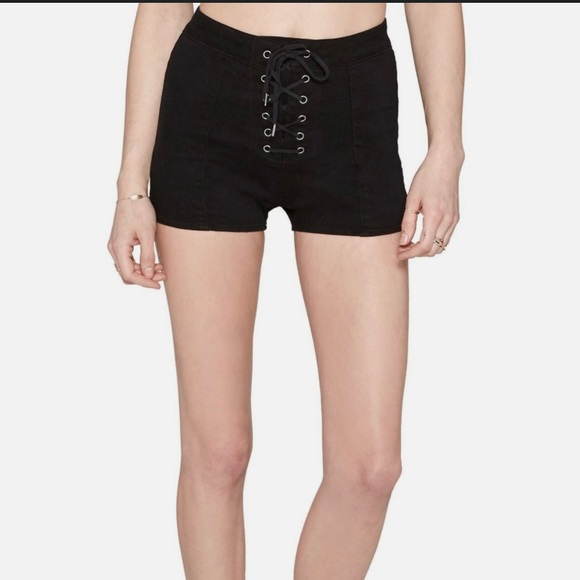 Amuse Society Black Tie Up Shorts - Picture 2 of 4
